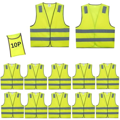 Lavori-AK Safety Vests 10 Pack - Yellow Reflective High...
