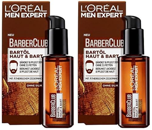 L'Oréal Men Expert Bartöl mit Zedernholzöl für die tägliche Bartpflege, Barber Club, 1 x 30 ml (Packung mit 2)