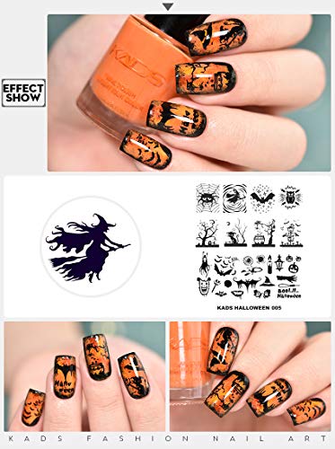 KADS Placas de unhas de Halloween, modelos de carimbos de unhas, kits de estampagem de arte de unhas