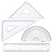 eBoot 4 Pieces Math Geometry Tool Plastic Clear Ruler Sets, Protractor, Triangle