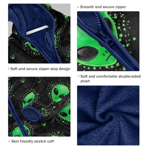 CHIFIGNO Green Alien Black Toddler Warm Soft Fleece Jacket with Polar Fleece Lining 3T3