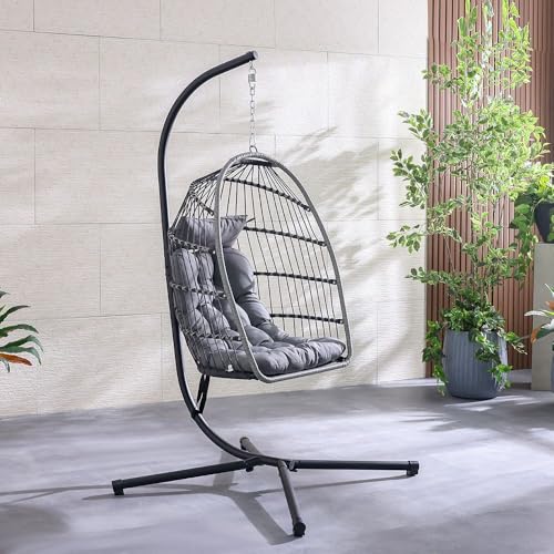 Danube Home Savio Hanging Chair | 1-Seater Hammock Chair | Modern Design Hanging Chair | Single Seat Swing Chair For Indoor Outdoor Garden Patio L 105 x W 103 x H 203 cm - Multi Color