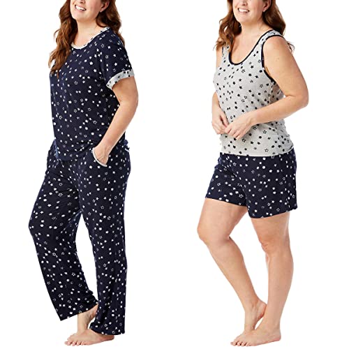 Image of Lucky Brand Women's Pajama Set - 4 Piece Sleep Shirt, Tank Top, Pajama Pants, Lounge Shorts (S-XL)