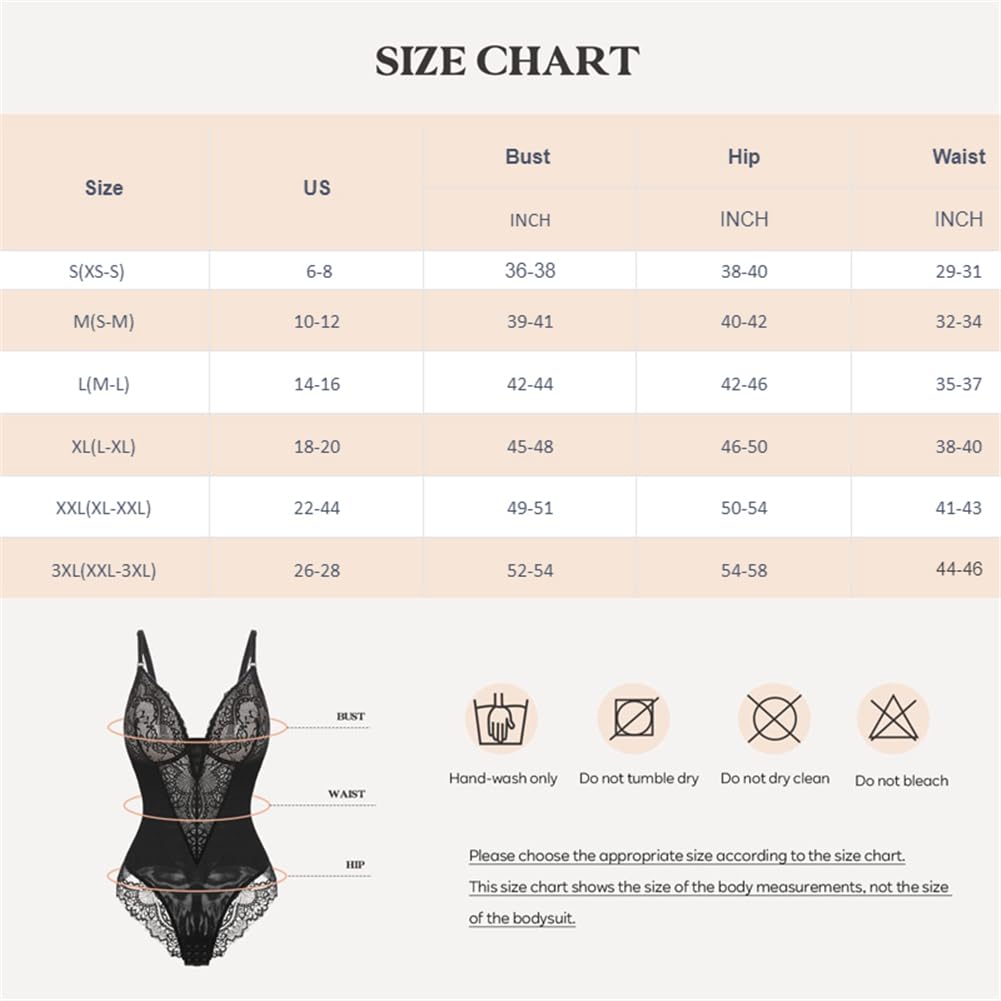 Body Gainant en Dentelle pour Femme, Effet Gainant, col en V, Dos Nu, Amincissant, Lingerie Sexy, Corset
