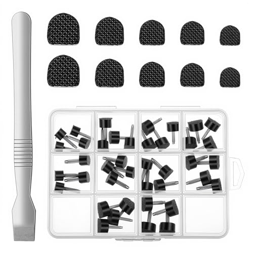 cobee 20 Pairs High Heels Replacement Tips, High Heel Tips Shoes Replacement Tap Caps Black Shoes Tip Repair Kit U-Shape Women Shoe Heel Bottom Protection(2 Models, 5 Sizes)