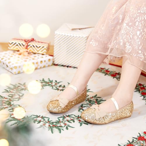 Image of PHIRAMIN Toddler Flower Girl Dress Shoes - Little Girl Ballet Flats Bow Wedding Party