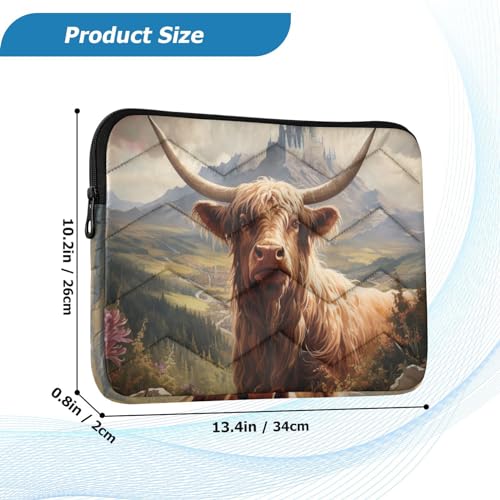 Funda para portátil de 13-14 pulgadas impermeable con diseño de ganado miniatura 3