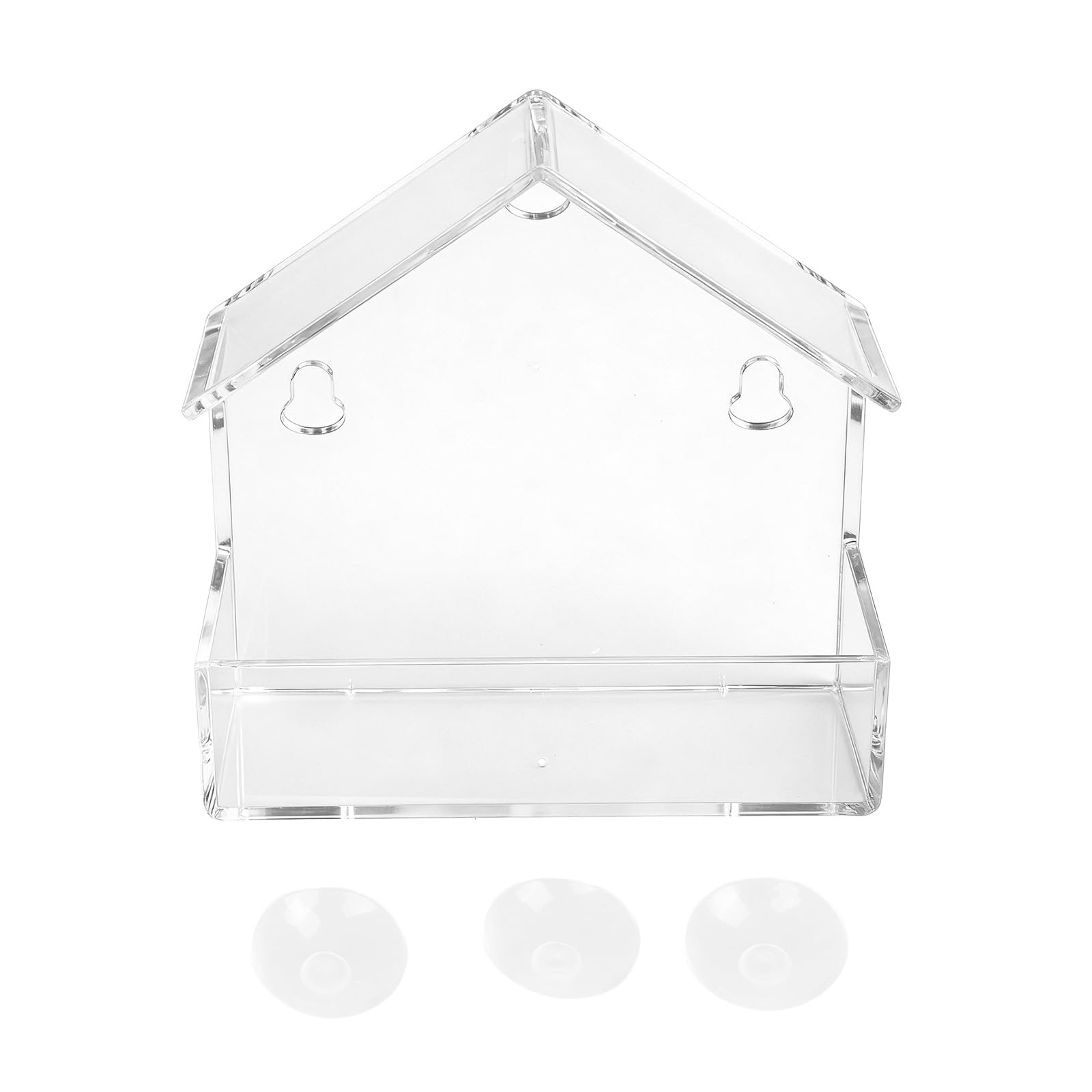NEWFT Transparents Parrots Feeders Double Compartment Bird Feeder Smooth Surfaces Easy Install Balanced Diet For Birds