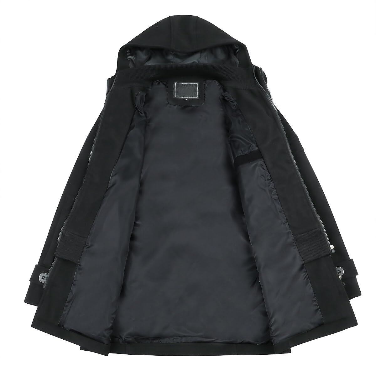 YOUTHUP Manteau Homme en Laine Hiver Chaud Veste avec Capuche Epais Parka Trench Coat Caban