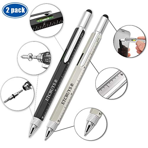 ETCBUYS Tournevis Stylo Poche Multi-Outils 6 en 1 Multi-Fonctions en Aluminium Robuste Outil de Bricolage, Stylet, règle de Niveau à Bulle Phillips