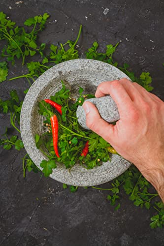 Mazo y mortero de granito mexicano KitchenCraft de 20 cm para moler 6