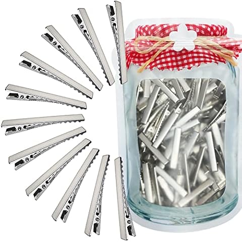 HiJeaton Hair Clips for Hair Bows, 150Pcs Alligator Metal Clip (4.5cm/1.77"), Gator Hairdresser Clips for Bow Making, Large Plain DIY Clips Supplies for Crafts Cover