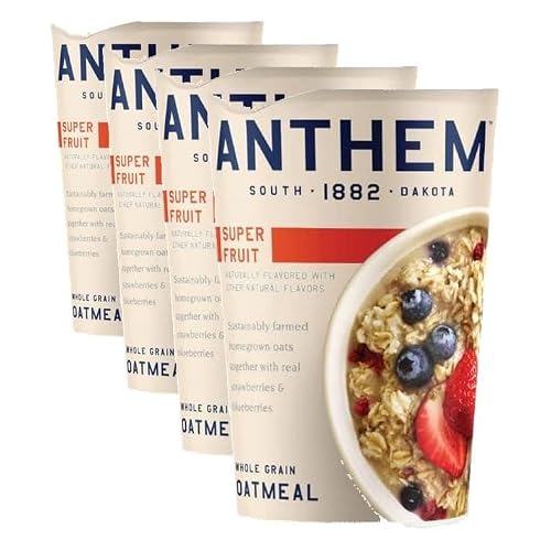 Anthem Super Fruit Instant Oatmeal Cup - Enjoy High-Protein Oatmeal Cups with Rich Super Fruit Flavour-Ideal for Busy Mornings - These Convenient Cups Make Breakfast a Delicious Treat You’ll Love