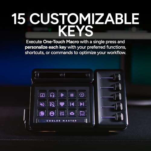 Image of Cooler Master MasterHUB Creator Kit: Freeform 2.0 Modular Platform - Allows You to Customize with Base, 15xKeys IPS Display, 2xRoller, and 5xFader Modules - Empowering Your Workflow