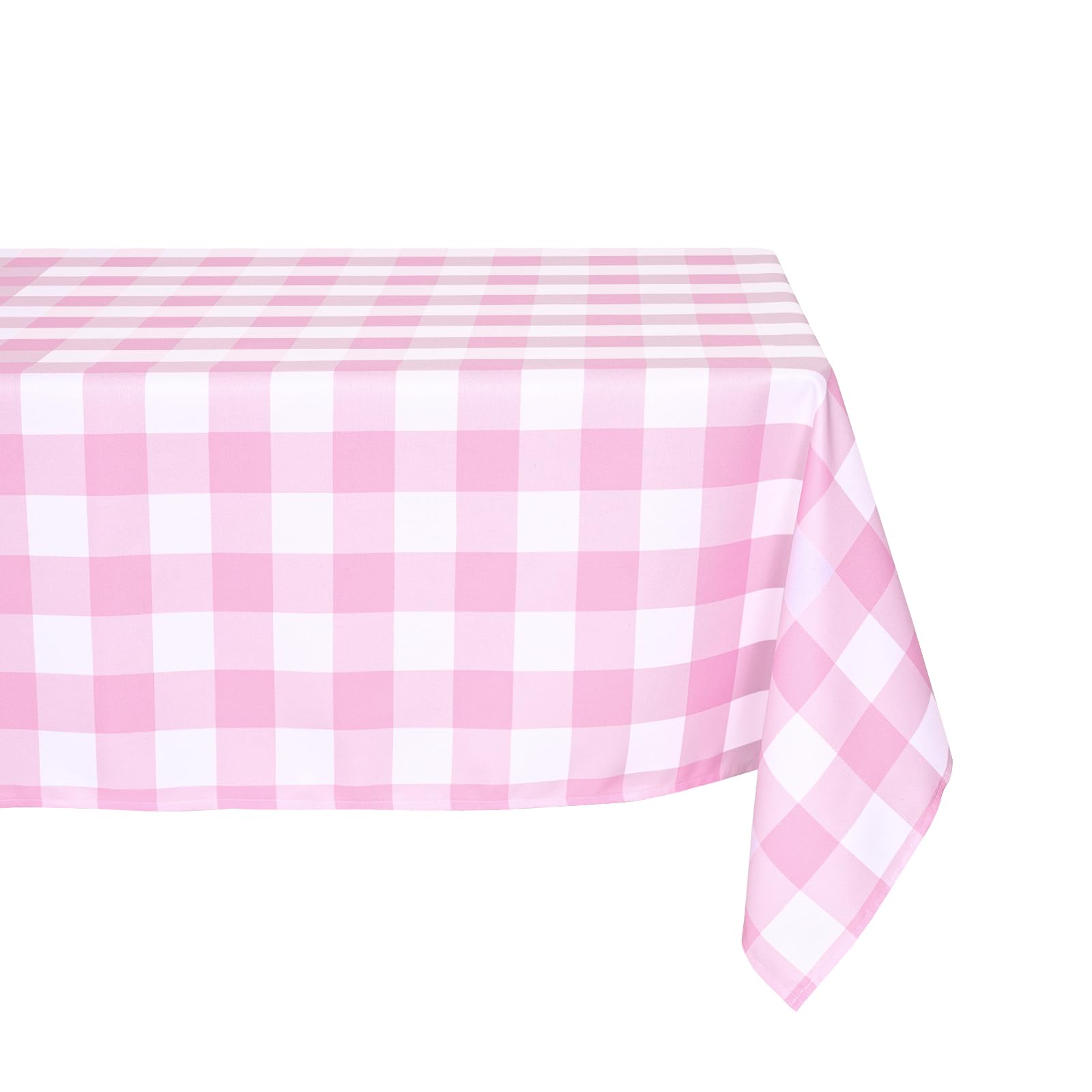 3E Home Pink Gingham Tablecloth 140x140cm, Polyester Checkered Tablecloth, Spillproof and Wrinkle Resistant Wipe Clean Plaid Square Table Cloth for Outdoor and Indoor