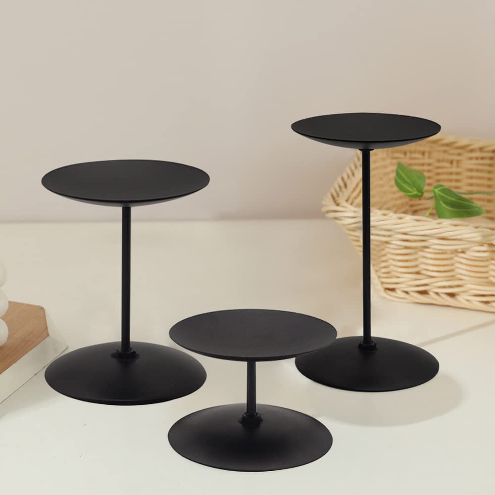 porta candele, 3 candelieri vassoio in metallo nero portacandele candela a stelo portacandele dellavvento per la decorazione della tavola Matrimonio Halloween Decorazione natalizia