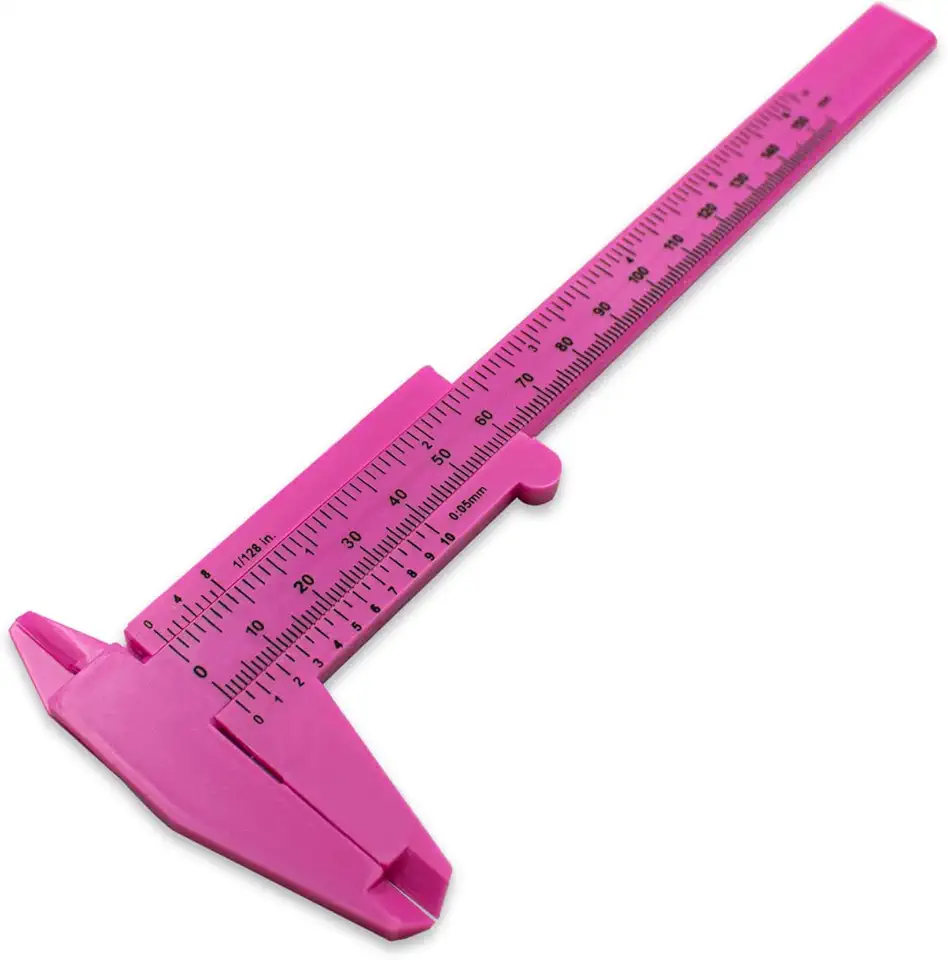 1 Paquímetro 15 cm Design de Sobrancelha Henna Medidas (Rosa)