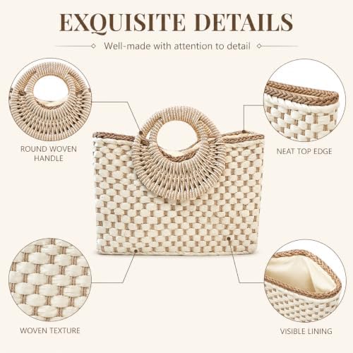 Bolso de mano tejido a mano para mujer verano playa rattan miniatura 5