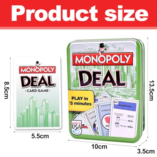 MIFKLMV Schnelles Kartenspiel,Monnopoly Reisespiel Kartenspiel, Casual Tabletop Spiel, Unterhaltsame Spiel für Familien und Kinder ab 8 Jahren, Metallbox - C (Grün) – Bild 3