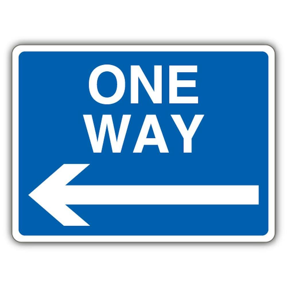 V Safety One Way - Arrow Left Safety Sign - 400 x 300 mm - RA1 Reflective 3mm Aluminium Composite