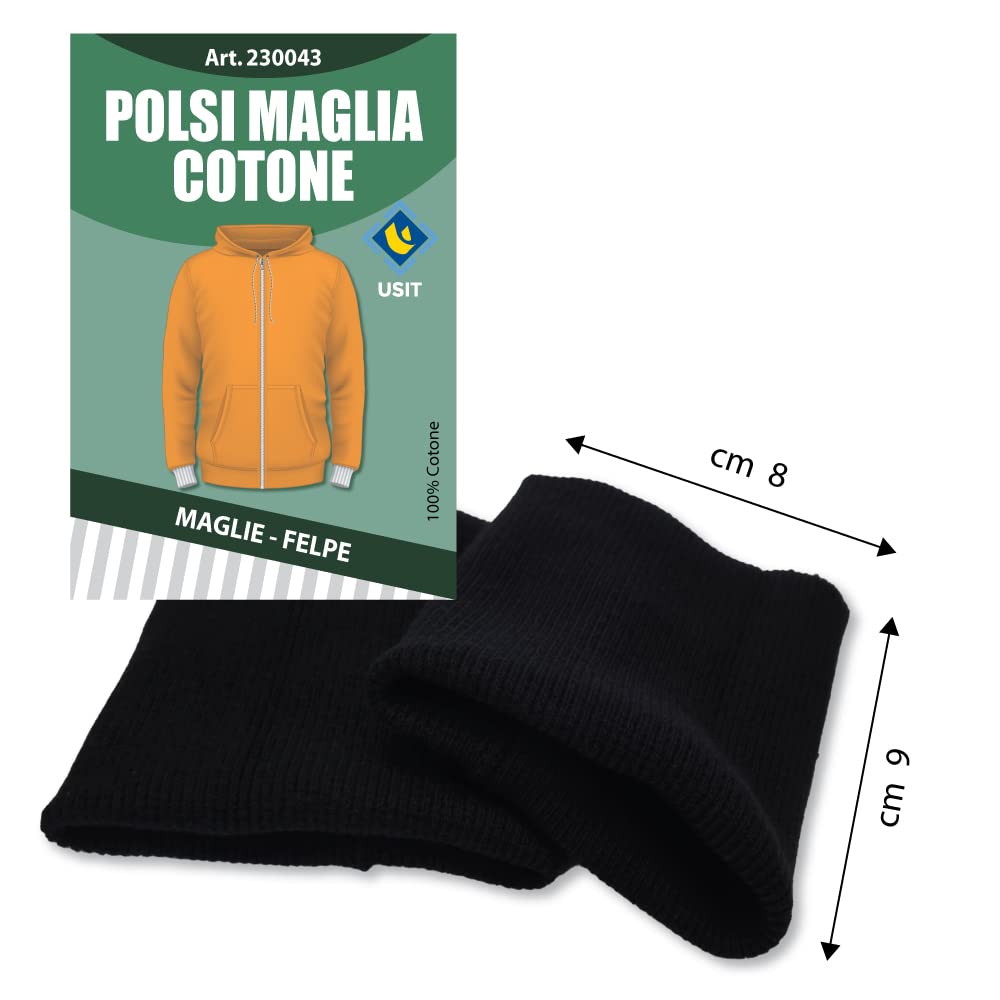 Bord Tricoté Coton USIT Bleu Foncé 8x80 Cm - Réparation Pulls Et Sweatshirts