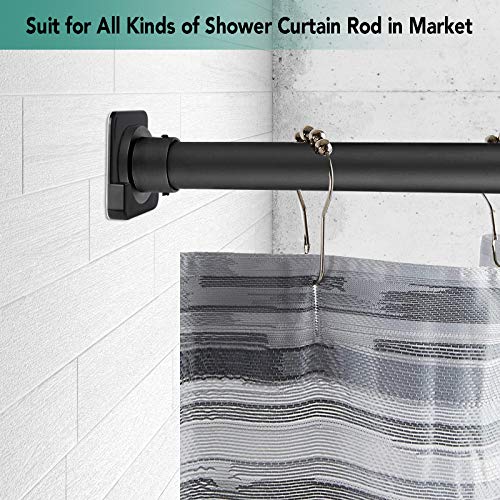 Shower Curtain Rod Mount Holder For Wall | Adhesive Shower Rod Tension Retainer | No Drilling | Stick On | 2 Pack, Black (Shower Curtain Rod Not Included) #TOP3