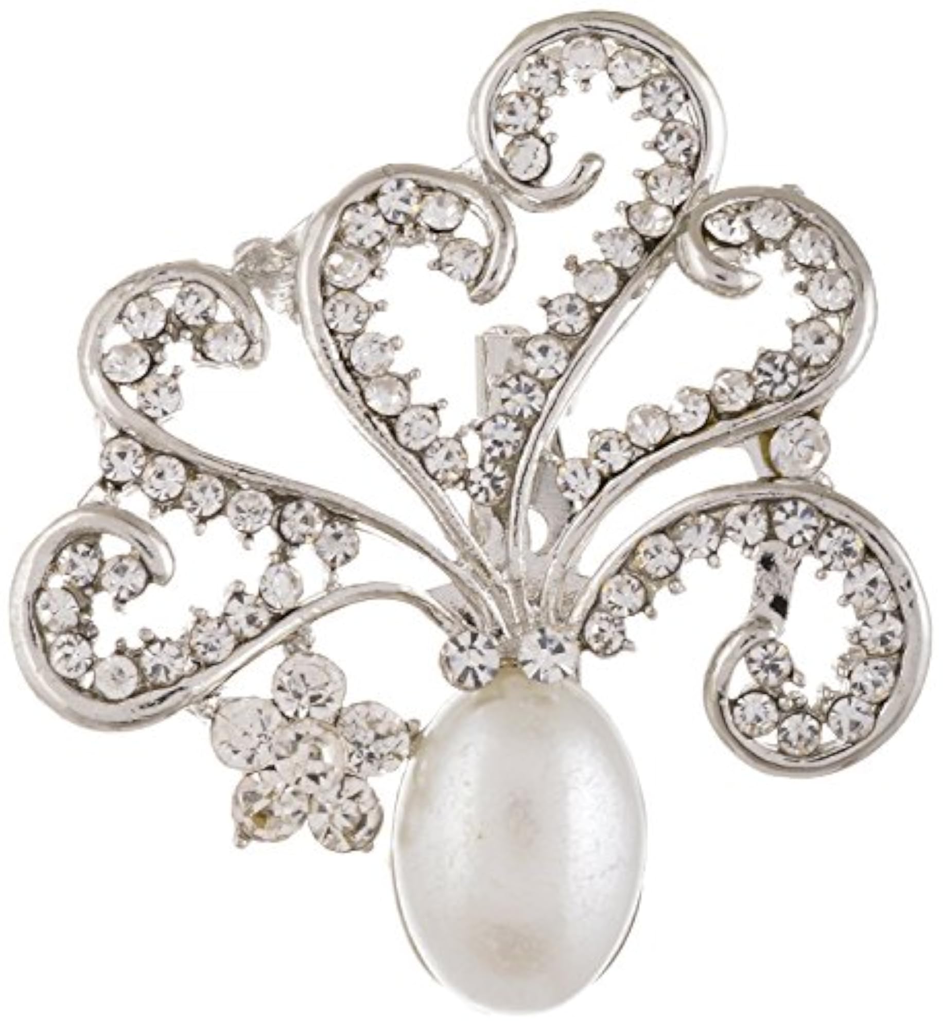 Silver Brass CZ Unisex Brooch, Chic Design