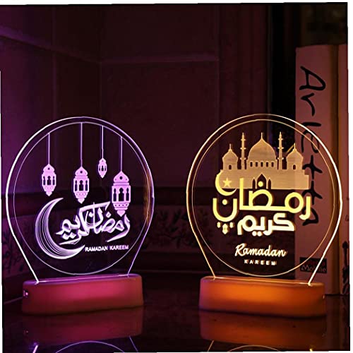 Sanfiyya Led Night Light Ramadan Mubarak decoratieve verlichting Eid Houten Moon Castle Opknoping Lamp tafelblad Ornamenten - Afbeelding 8