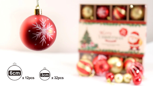 Ayuanb Lot 44 Boules De Noël Rouge Or 3cm & 6cm – Décorations Sapin Incassables Festives
