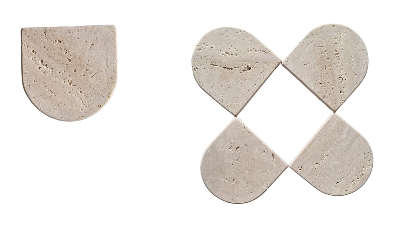 Zestaw 4 podstawek z naturalnego trawertyna - kształt kropli, nowoczesny design - włoskie rzemiosło, eleganckie na stół, do kuchni, salonu, baru - odporne na zarysowania, odporne na plamy