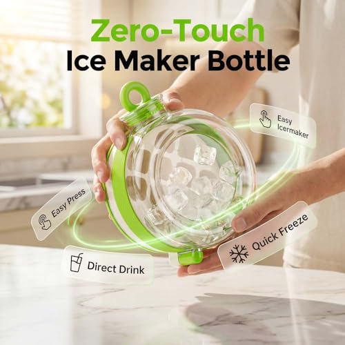 Ice Cube Maker Bottle, 2-en-1 botella para cubitos de hielo con pajilla miniatura 2