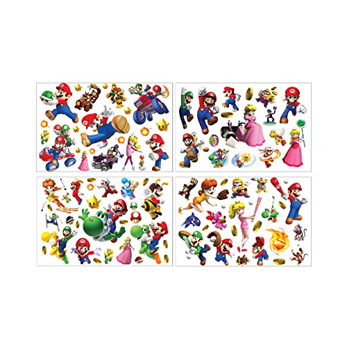 Huayao 4 Sheets Super Mario Temporary Tattoo 100+pcs Fake Waterproof Temporary Tattoo Super Marios Sticker for Boy Girl Teens Birthday Party Bags Fillers Favors Supplies Gifts Goodies Decoration