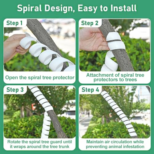 XhuangTech 4PCS Tree Trunk Protectors, 2 Size Spiral Tree Bark Wrap Protectors - Image 3