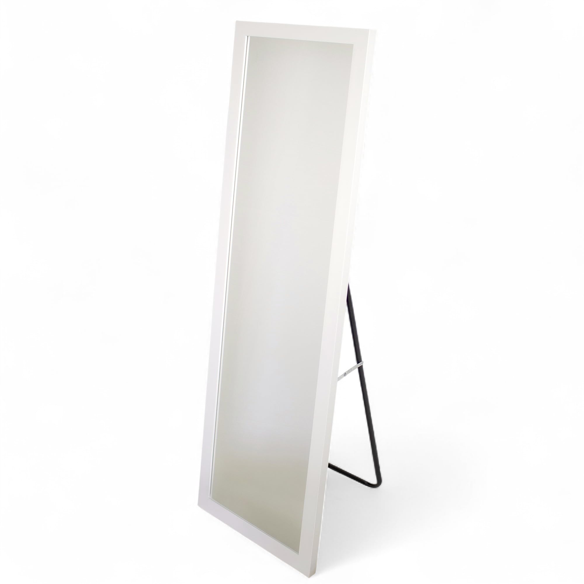 Pincho Specchio da terra 36 x 126 cm bianco con cornice rettangolare e supporto metallico nero ideale per camera da letto spogliatoio ingresso o soggiorno specchio a corpo intero moderno verticale