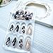 24Pcs Black French Press on Nails Medium Almond Fake Nails with 3D Starfish Designs Summer Flower False Nails Full Cover Stick on Nails Ocean Beach Acrylic Nails Gold Lines Glue on Nails for Women