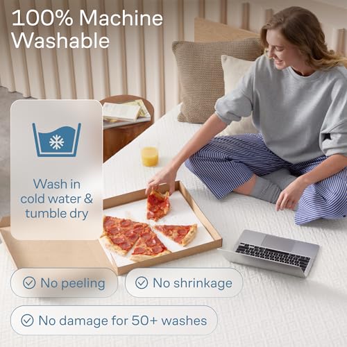 Image of 100% Waterproof Queen Mattress Protector - 360 Pad Protection Against Spills, Stains & Accidents for Parents & Pet Owners - Noiseless & Cooling Viscose Made from Bamboo (White)