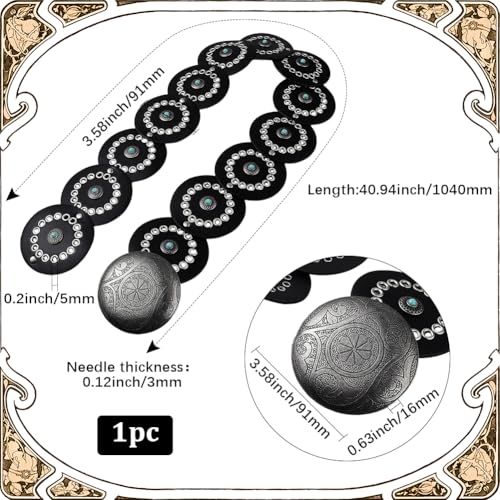 Black Western Pu Leather Belt Wide Vintage Boho Hollow Oval Cowboy Disc Fashion Waist Chain Belts with Alloy Buckles for Women Dress Jeans Costumes Party Club Cosplay Accessories2