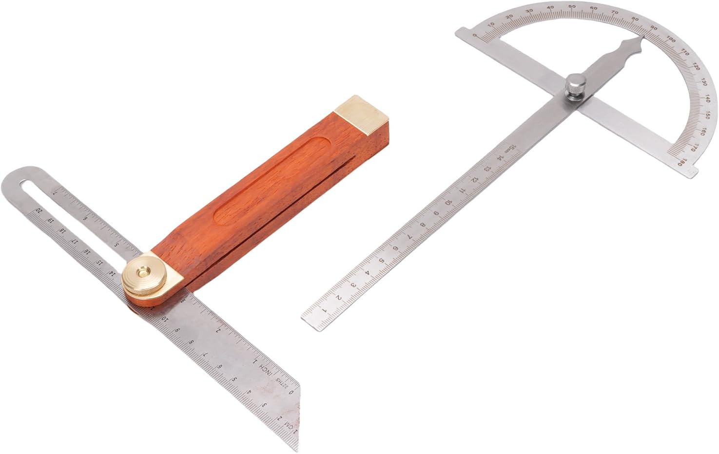 POCREATION Angle Finder Protractor, Adjustable Stainless Steel Precision Tool Set for Woodworking and Construction with DoubleSided Scales