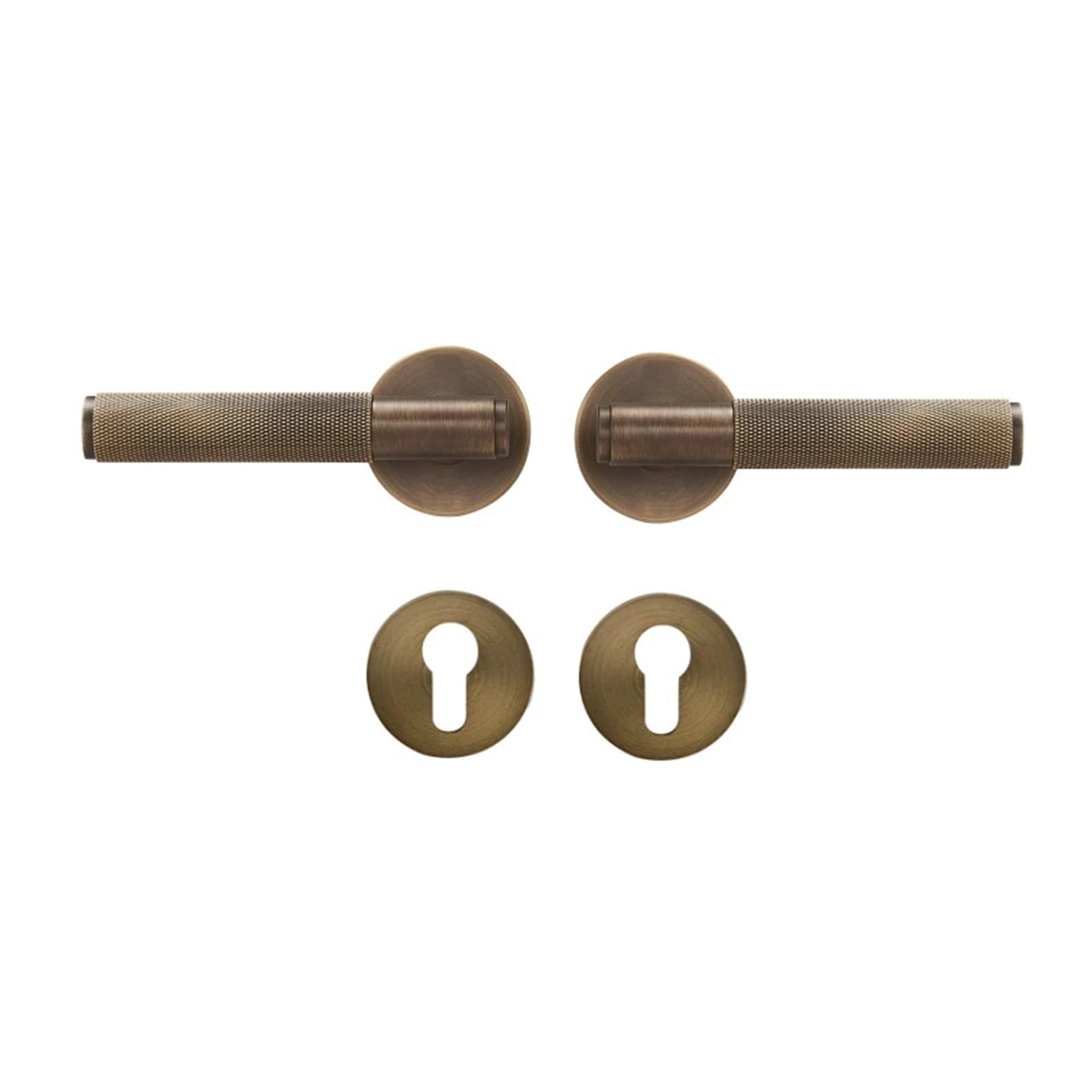 Sharunsfeli Dummy-Ab Dooroom Brass Door Lever Set Knurled Privacy Passage Dummy Thumbturn Lock Handle Set Knurled Hardware(Dummy-Ab)
