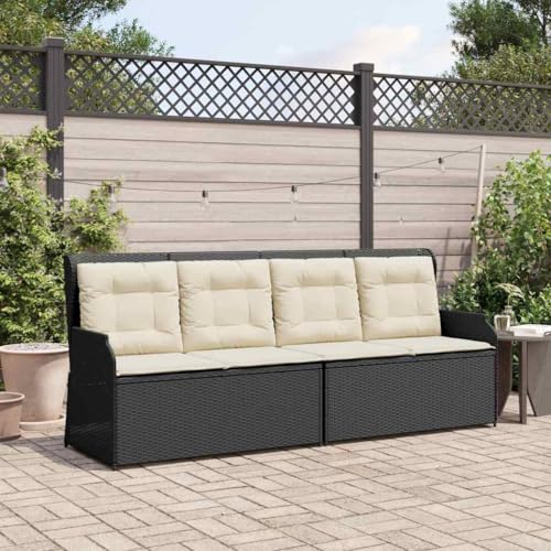 Qnhdfrt Gartenliegebank Schwarz 108 x 48 cm Poly-Rattan verstellbare...