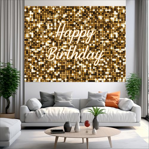 Image of Golden Birthday Backdrop 5x4 Ft | Backdrops for Decoration | Birthday Decoration Backdrop | Banner for Kids Theme Party