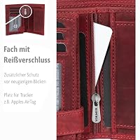Fa.Volmer ® Ledergeldbörse aus echtem Büffelleder I Großes Portemonnaie für Herren & Damen I TÜV geprüftem RFID Schutz (Black) (Hunter Red) – Ansicht 6