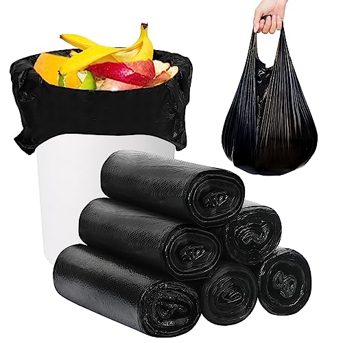 Image of Trash Bags, Garbage Bags, 120 Count 6 Gallon [Extra Thick][Leak Proof] Rubbish Bags Wastebasket Bin Liners for Home Office Trash Can Black
