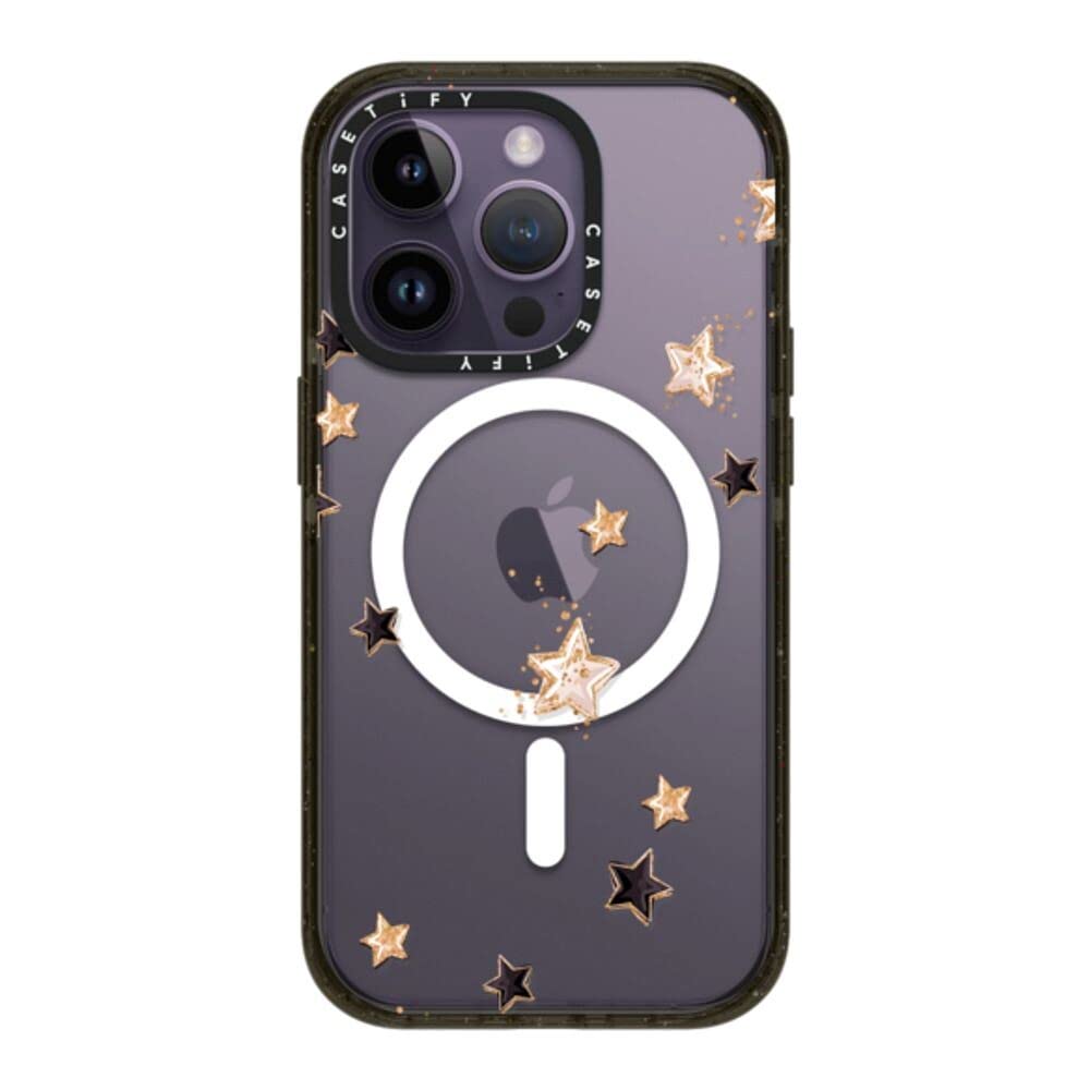 CASETiFY インパクト iPhone 14 Pro ケース [MIL規格準拠 (4x MIL-STD-810G)/2.5mからの落下試験をクリア/MagSafe に対応] - New Year Winter Christmas Xmas Valentine Glam Fashion Girl - グロッシー ブラック