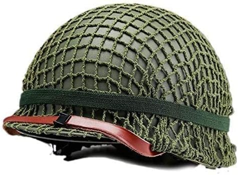 Miniatura 2 de WW2 Ejército de EE. UU. M1 Réplica de casco verde con redlona correa de barbilla DIY pintura