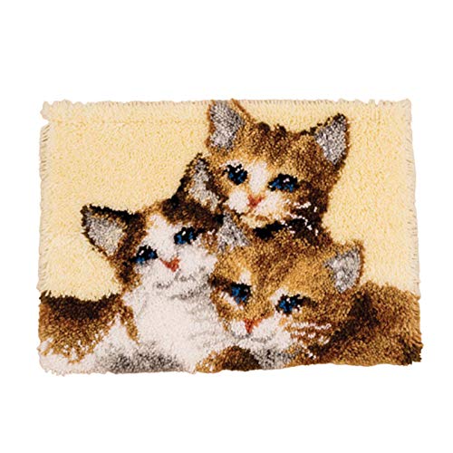 Crochet De Loquet Kits De Tapis pour Adultes Crochet Crochetage Craft Pre-Imprimé Cat Dog Modèle De Famille Tapisserie Broderie Set Accueil Sofa Decor 52cm X 38cm,Cat Cover