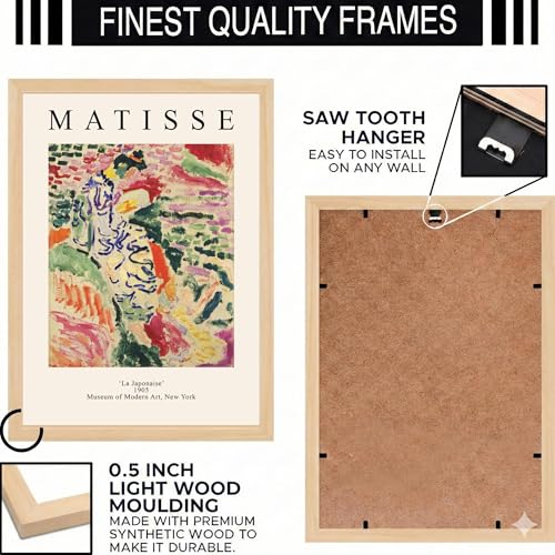 Image of BLINKART Henri Matis Aesthetic Modern Art Walls With Frame | Natural Wood Texture | Living Room Bedroom Office Wall Decoration | Poster Home Decor Frames Wall Bedroom | 12x8 Inches (D240)