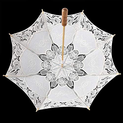 EVTSCAN Parapluie en Coton en Dentelle de mariée pour Les fêtes de Mariage Danse Accessoire de Photographie(White(S)) – vue 6