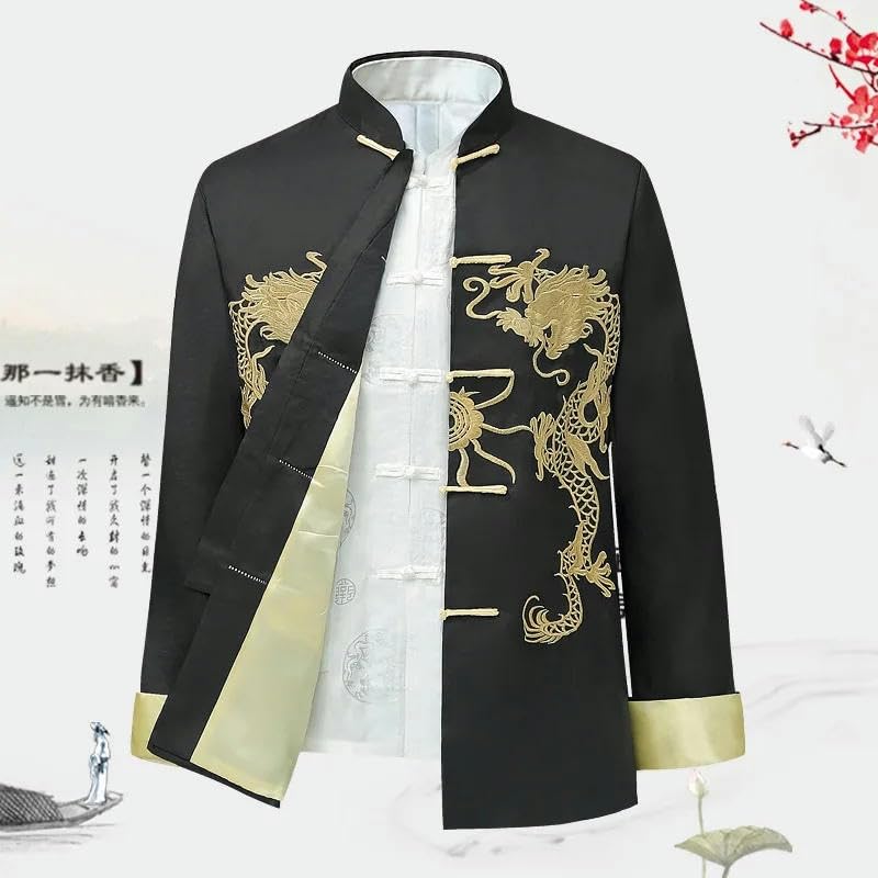 Traditional Chinese Style Men Kung Fu Tops Embroidery Dragon Hanfu Blouse Tang Suit Jackets Cheongsam New Year Coats2