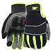 CAT Water Resistant Lined Synthetic Leather Palm Winter Work Gloves, Abrasion Resistant, High Dexterity, High Visibility, Touch Screen Capabilities, Black/Gray/Yellow, Medium, (CAT012227M)